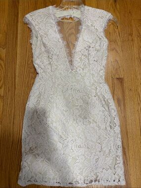 Ivory Lace V-Neck Mini Dress